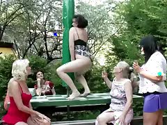 Outdoor piss gangbang orgy with grannies, moms and daughters 